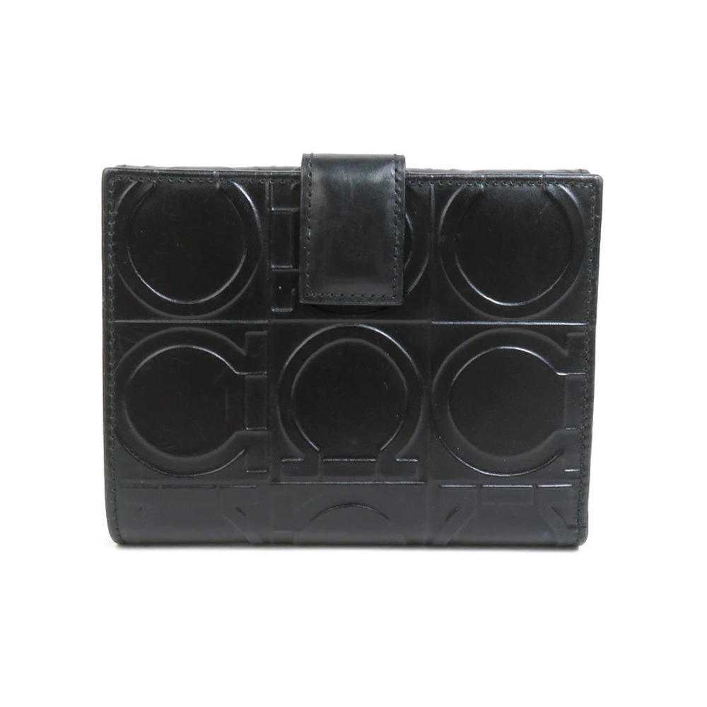 Salvatore Ferragamo leather fold bi black Gancini wallet Black